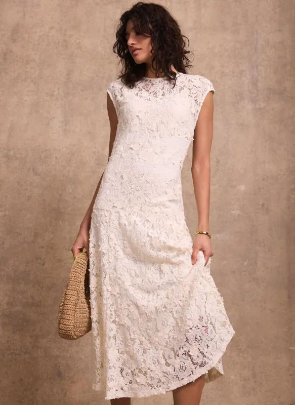 Cream Lace Midi Dress made by Mint Velvet
