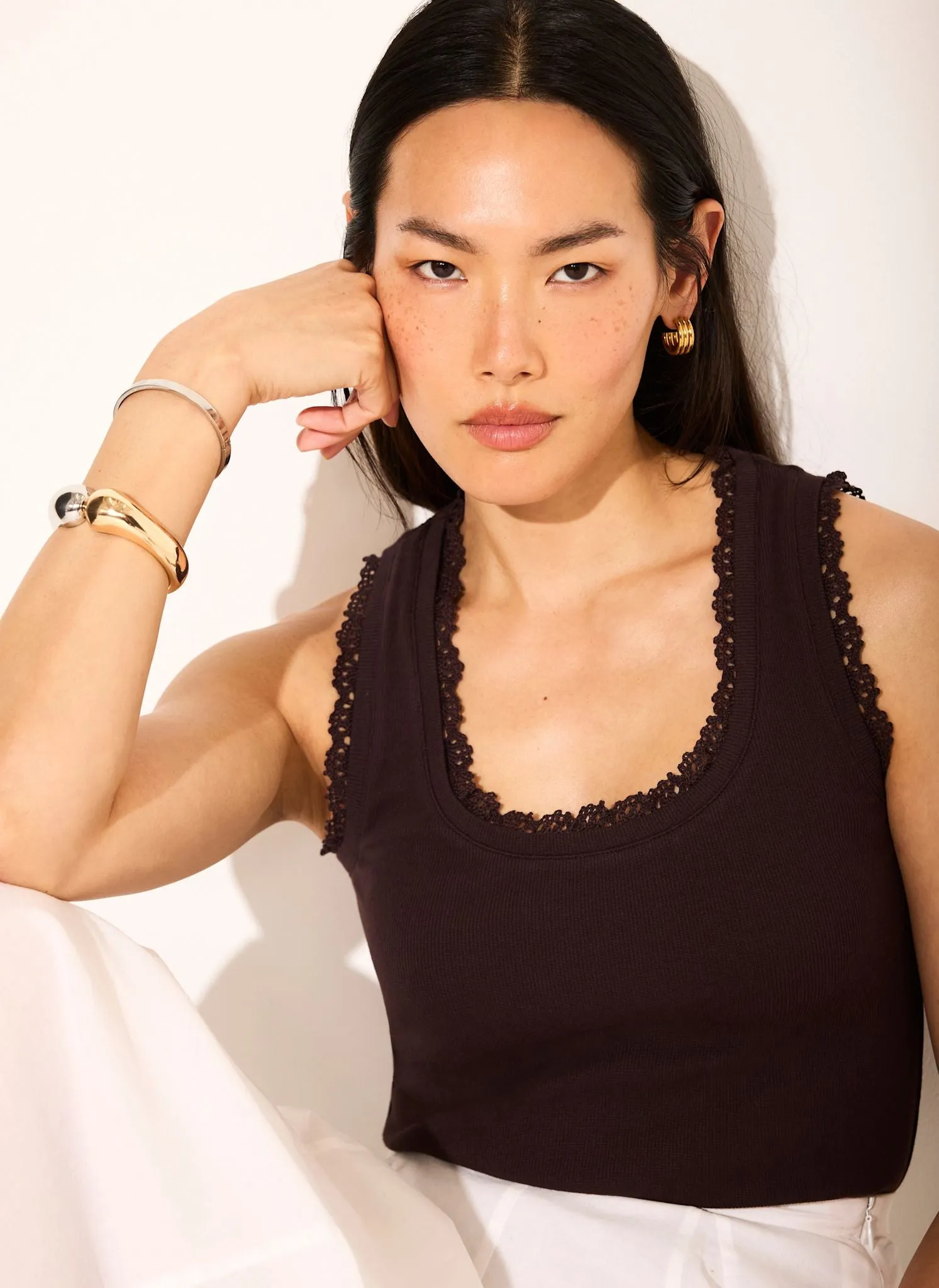 Brown Crochet Trim Vest Top sold by Mint Velvet product image thumbnail 5