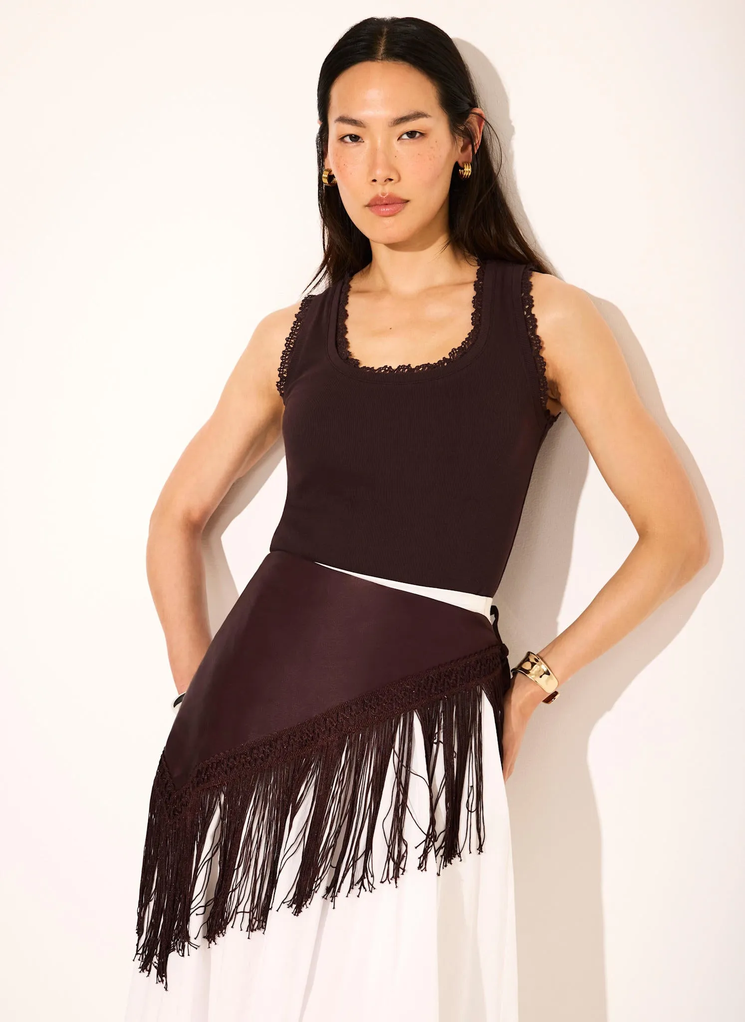Brown Crochet Trim Vest Top sold by Mint Velvet product image thumbnail 3