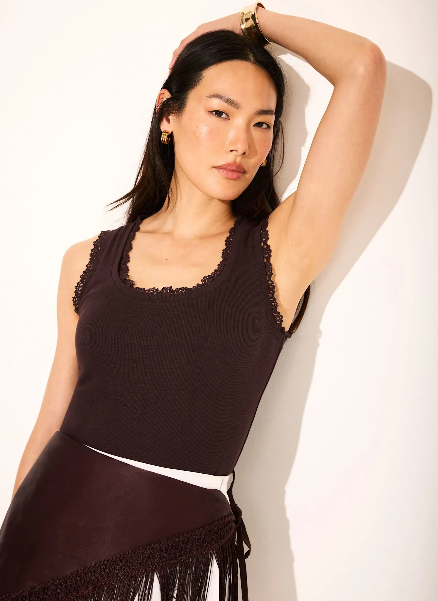 Brown Crochet Trim Vest Top sold by Mint Velvet product image thumbnail 4