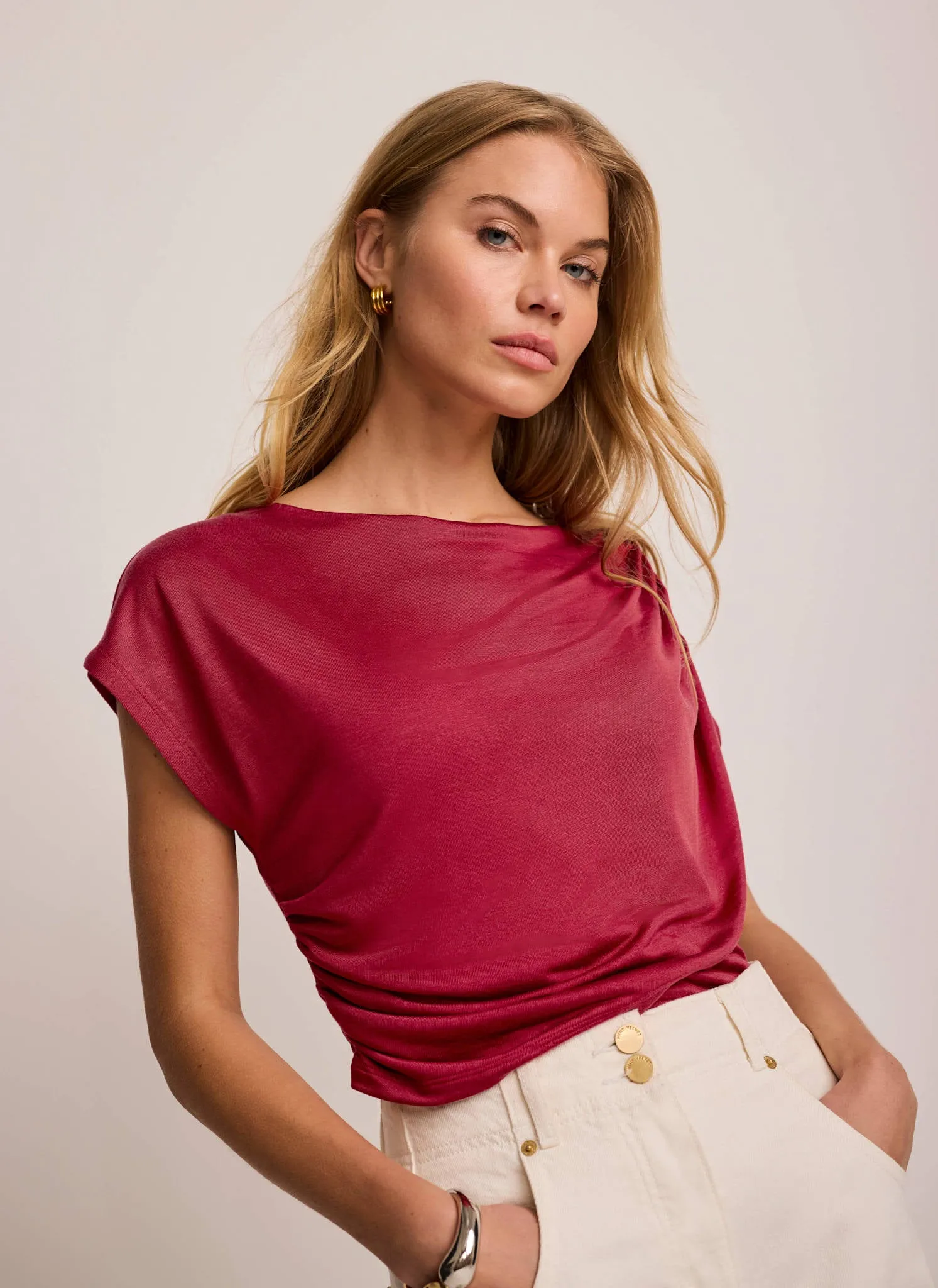 Red Drape Detail Top sold by Mint Velvet