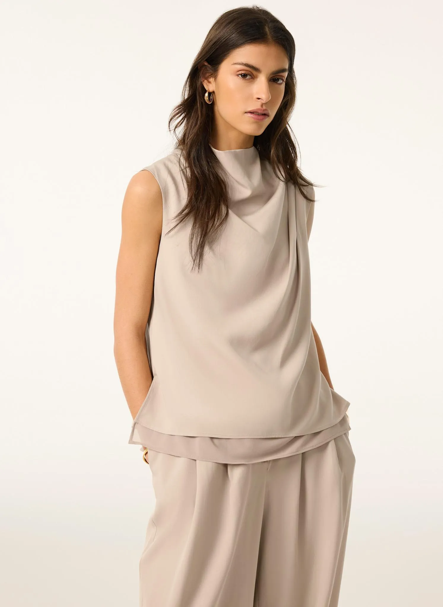 Neutral Cowl Neck Top sold by Mint Velvet product image thumbnail 2