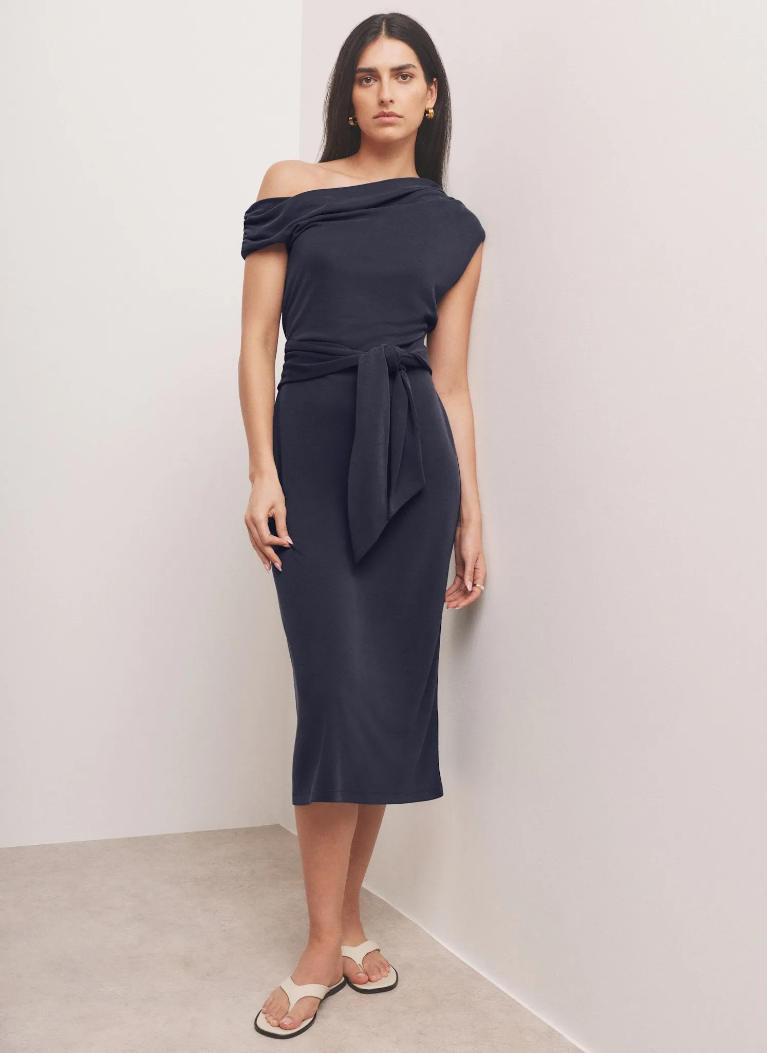 Navy Tie Detail Midi Dress sold by Mint Velvet product image thumbnail 4