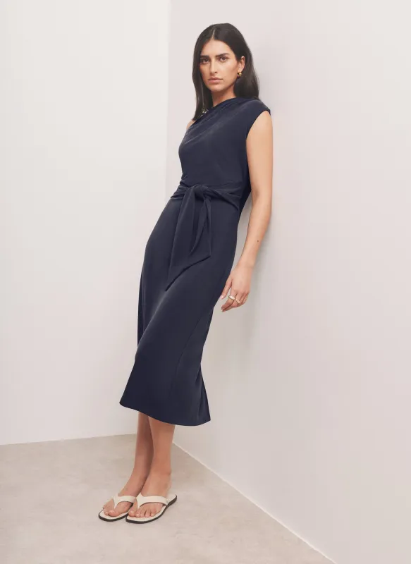 Navy Tie Detail Midi Dress made by Mint Velvet