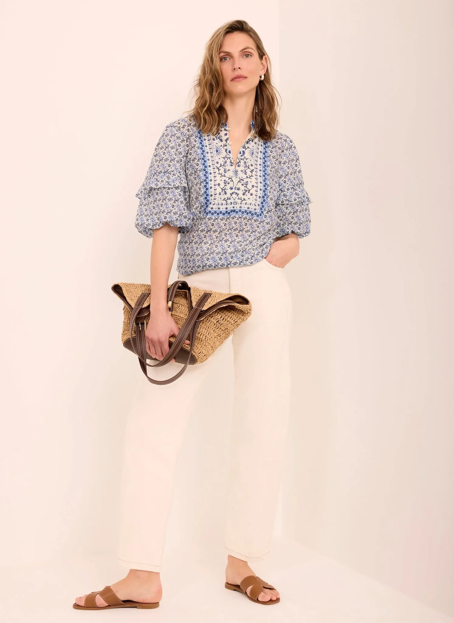 Blue Floral Print Blouse sold by Mint Velvet product image thumbnail 3