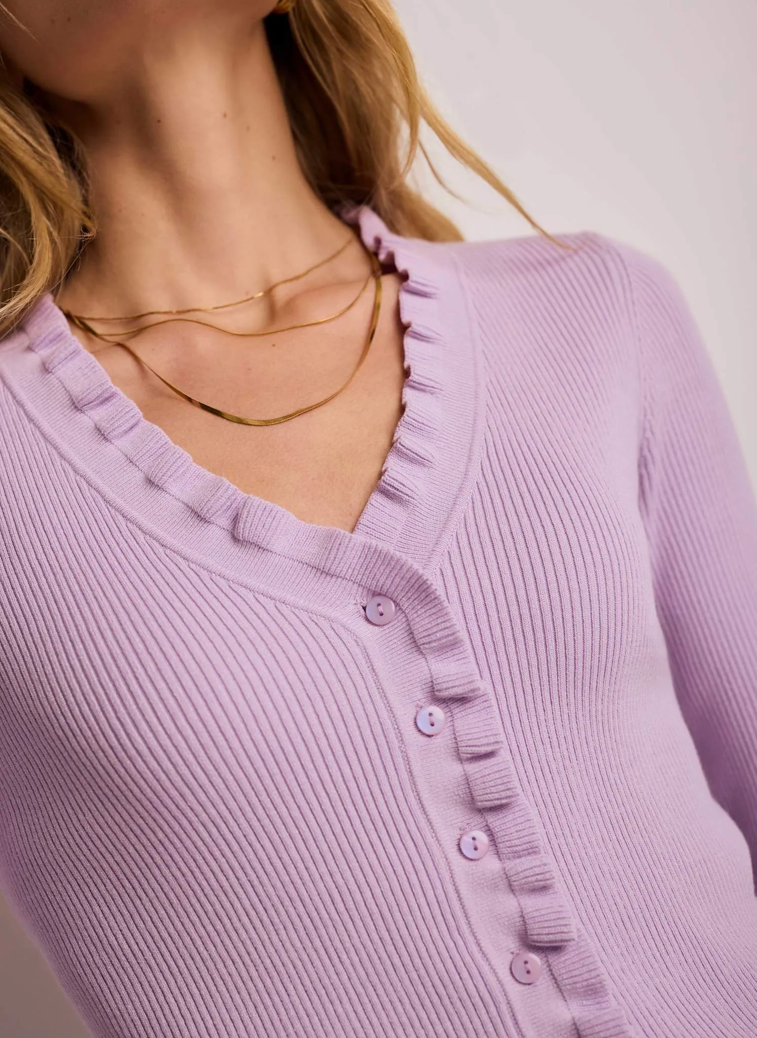 Lilac Ruffle Detail Cardigan sold by Mint Velvet product image thumbnail 4