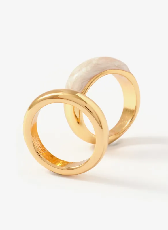 Gold Tone Pearlescent Ring Set made by Mint Velvet