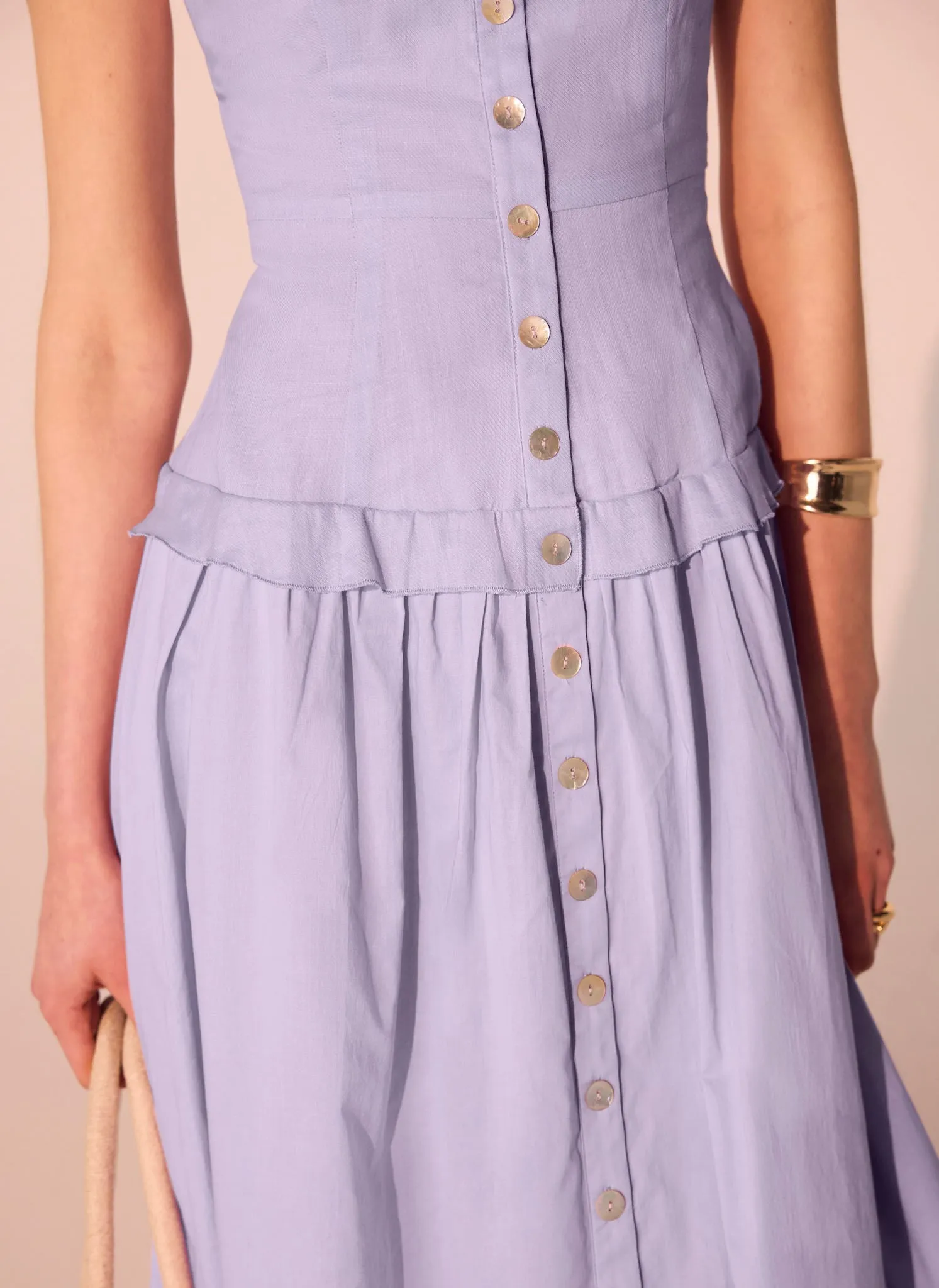 Lilac Ramie Drop Waist Midi Dress sold by Mint Velvet product image thumbnail 5