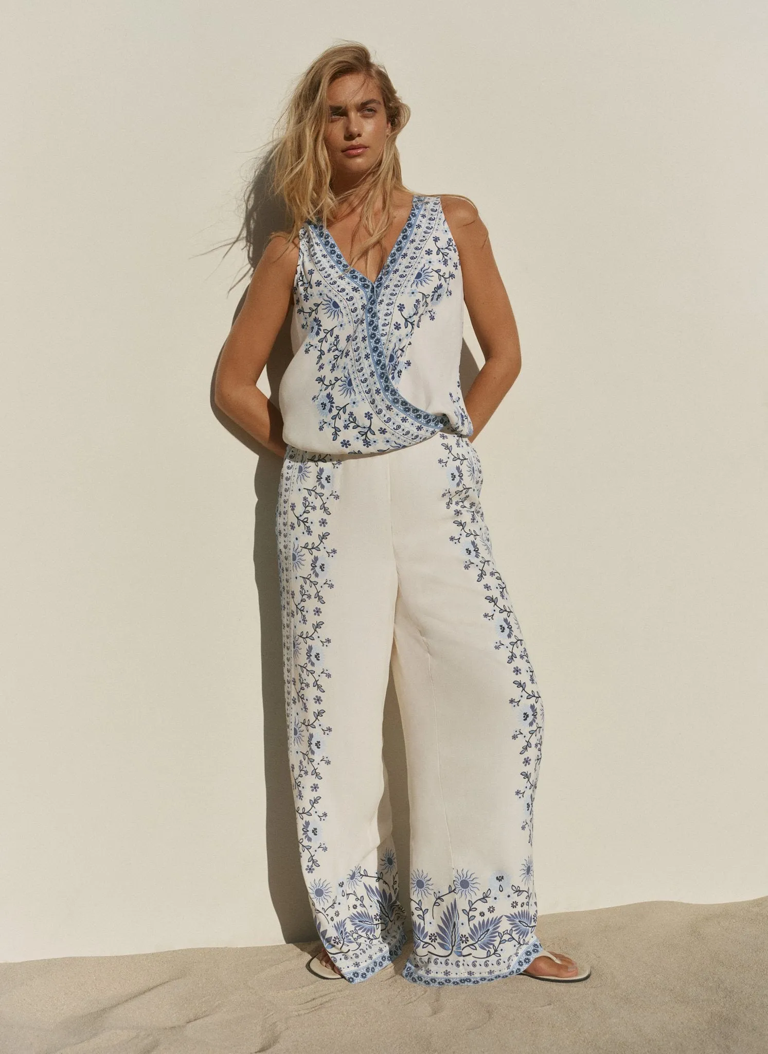 Blue Floral Print Wide Leg Trousers sold by Mint Velvet product image thumbnail 3