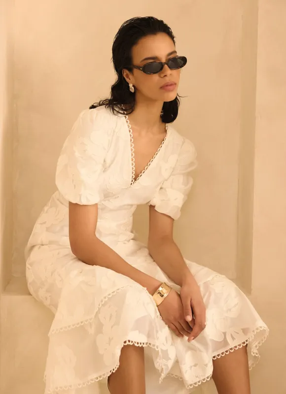 Cream Cotton Blend Floral Maxi Dress made by Mint Velvet