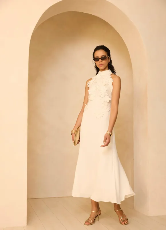 White Floral Textured Maxi Dress made by Mint Velvet