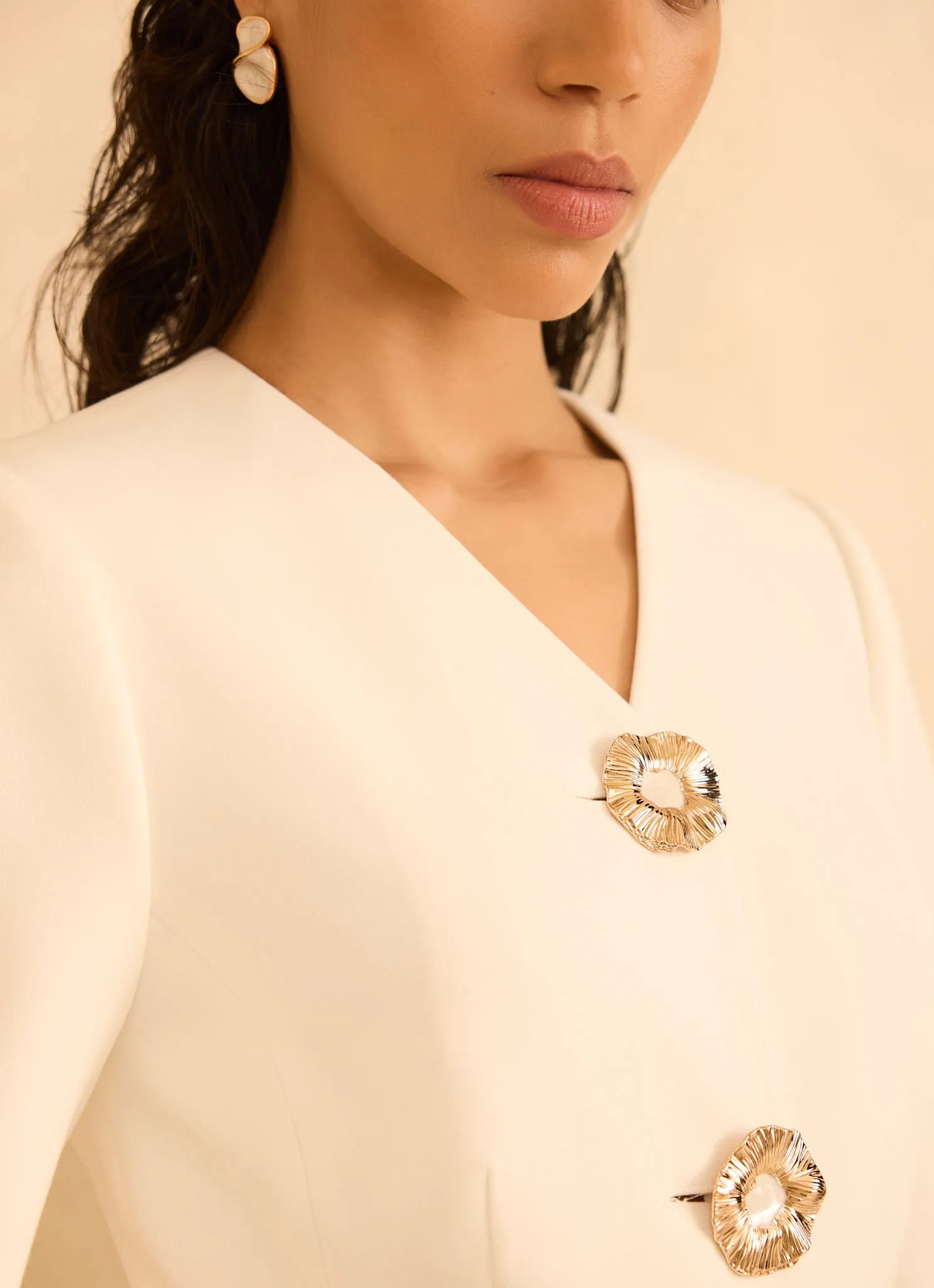 Cream Statement Button Sculpted Jacket sold by Mint Velvet product image thumbnail 4