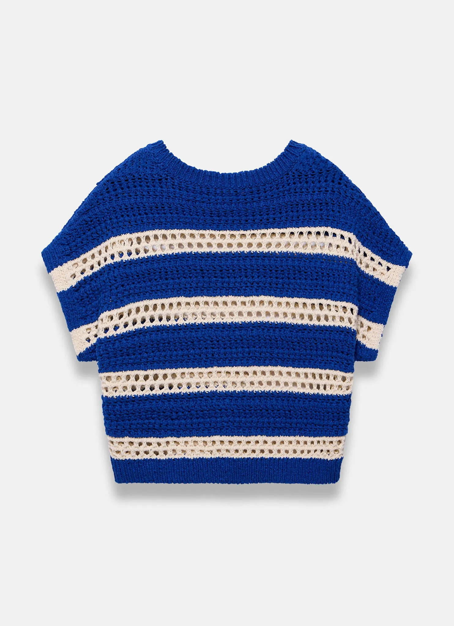 Blue Cotton Striped Crochet Knit Top sold by Mint Velvet product image thumbnail 5