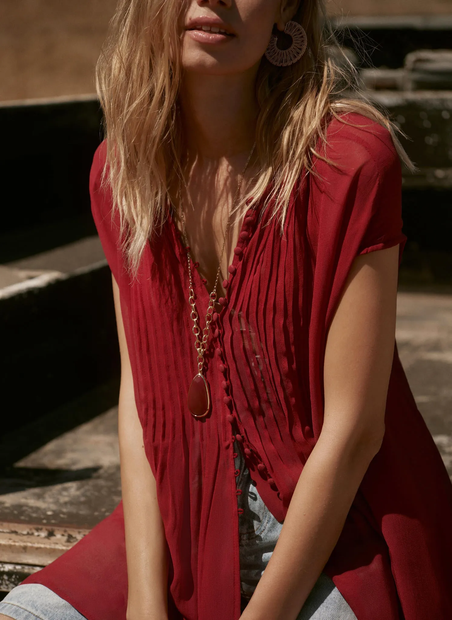 Burgundy Handkerchief Hemline Top sold by Mint Velvet product image thumbnail 3