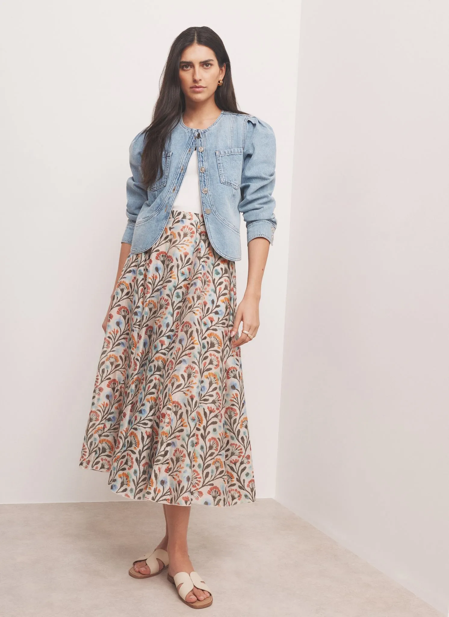 Neutral Floral Print Maxi Skirt sold by Mint Velvet