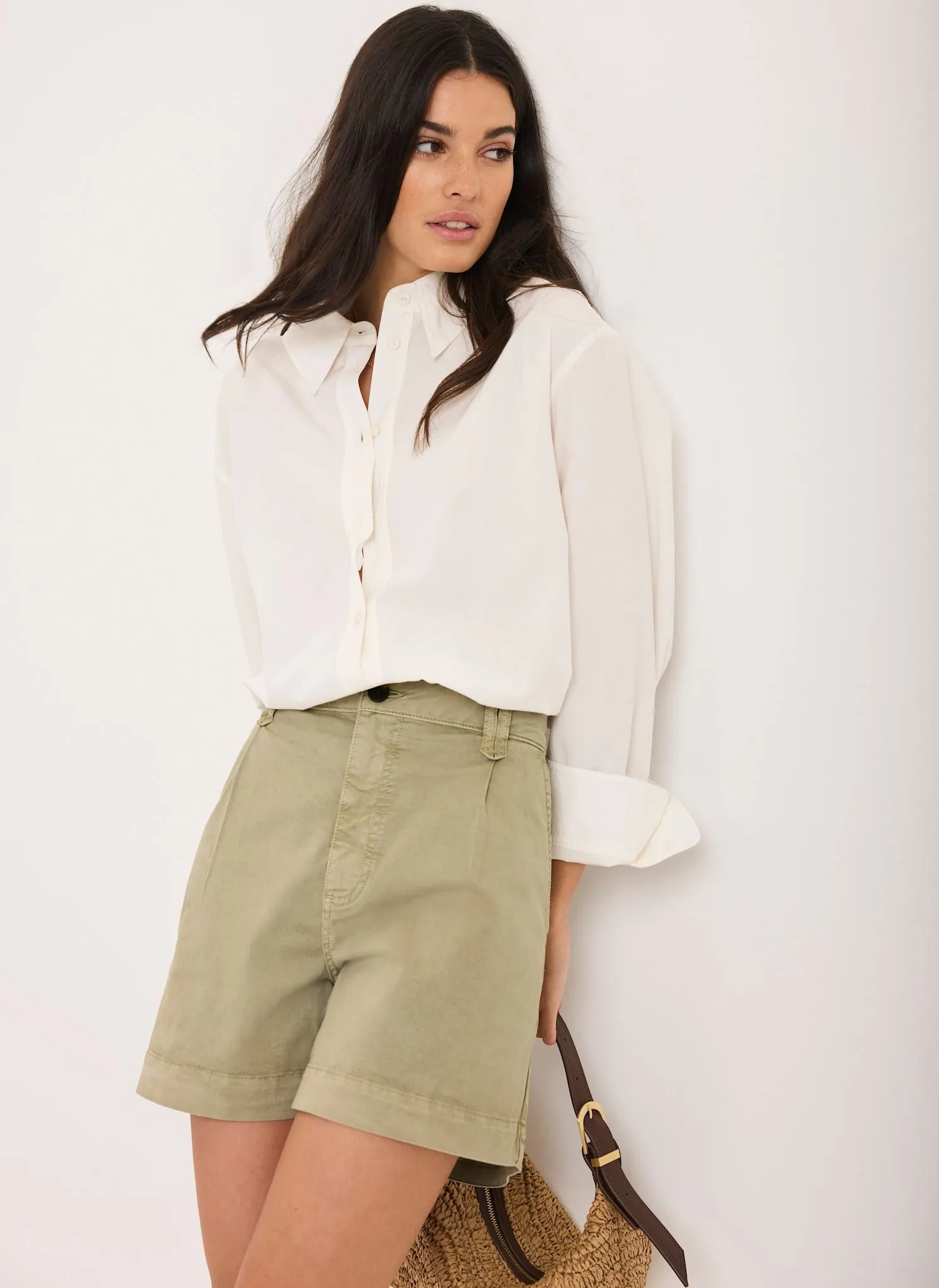 Khaki Pleated Chino Utility Shorts sold by Mint Velvet product image thumbnail 3