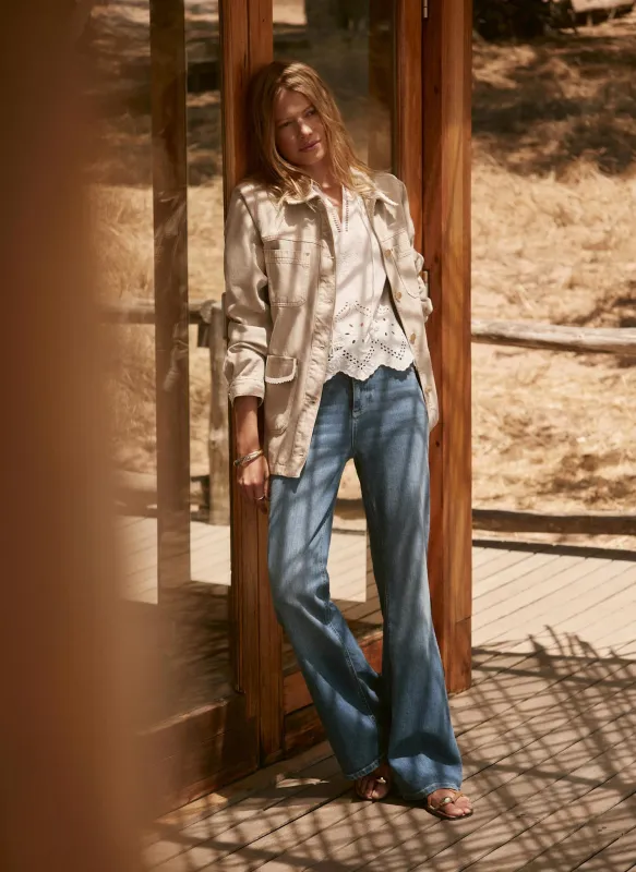 Neutral Washed Lace Trim Shacket made by Mint Velvet