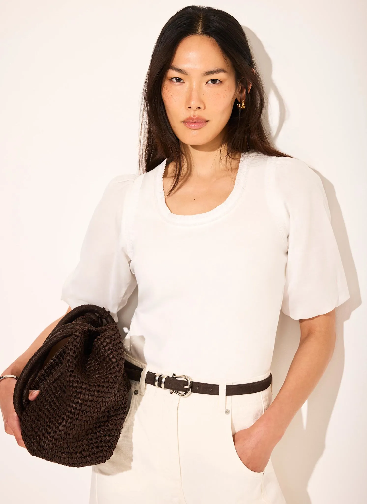 White Cotton Puff Sleeve Top sold by Mint Velvet product image thumbnail 3