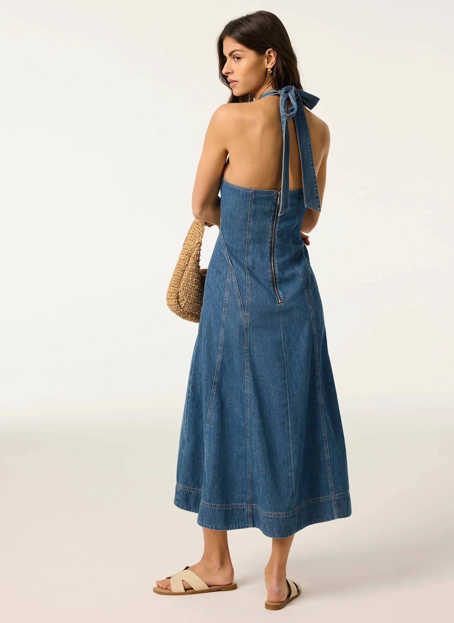 Mid Indigo Denim Halter Midi Dress sold by Mint Velvet product image thumbnail 3
