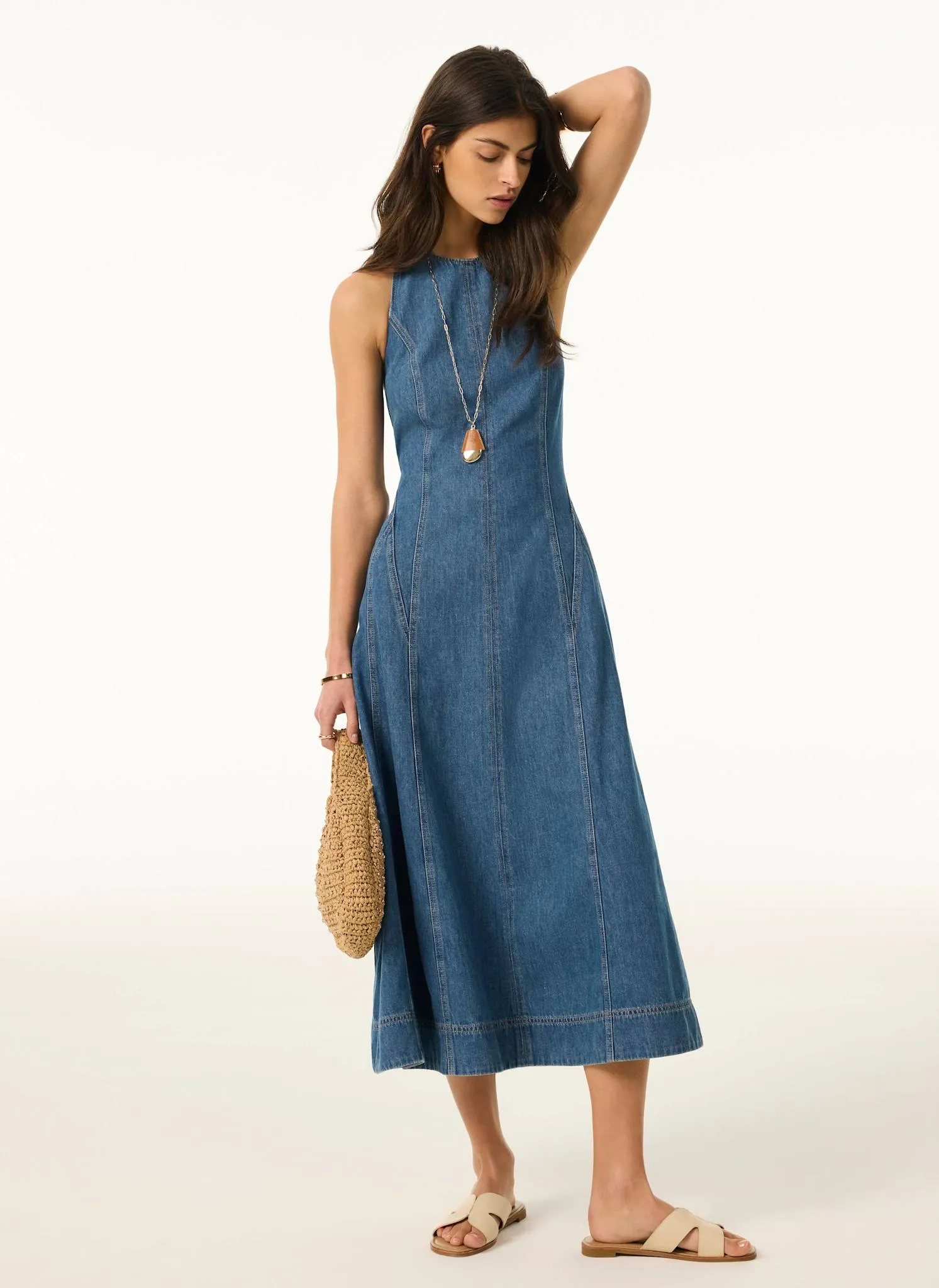Mid Indigo Denim Halter Midi Dress sold by Mint Velvet product image thumbnail 2