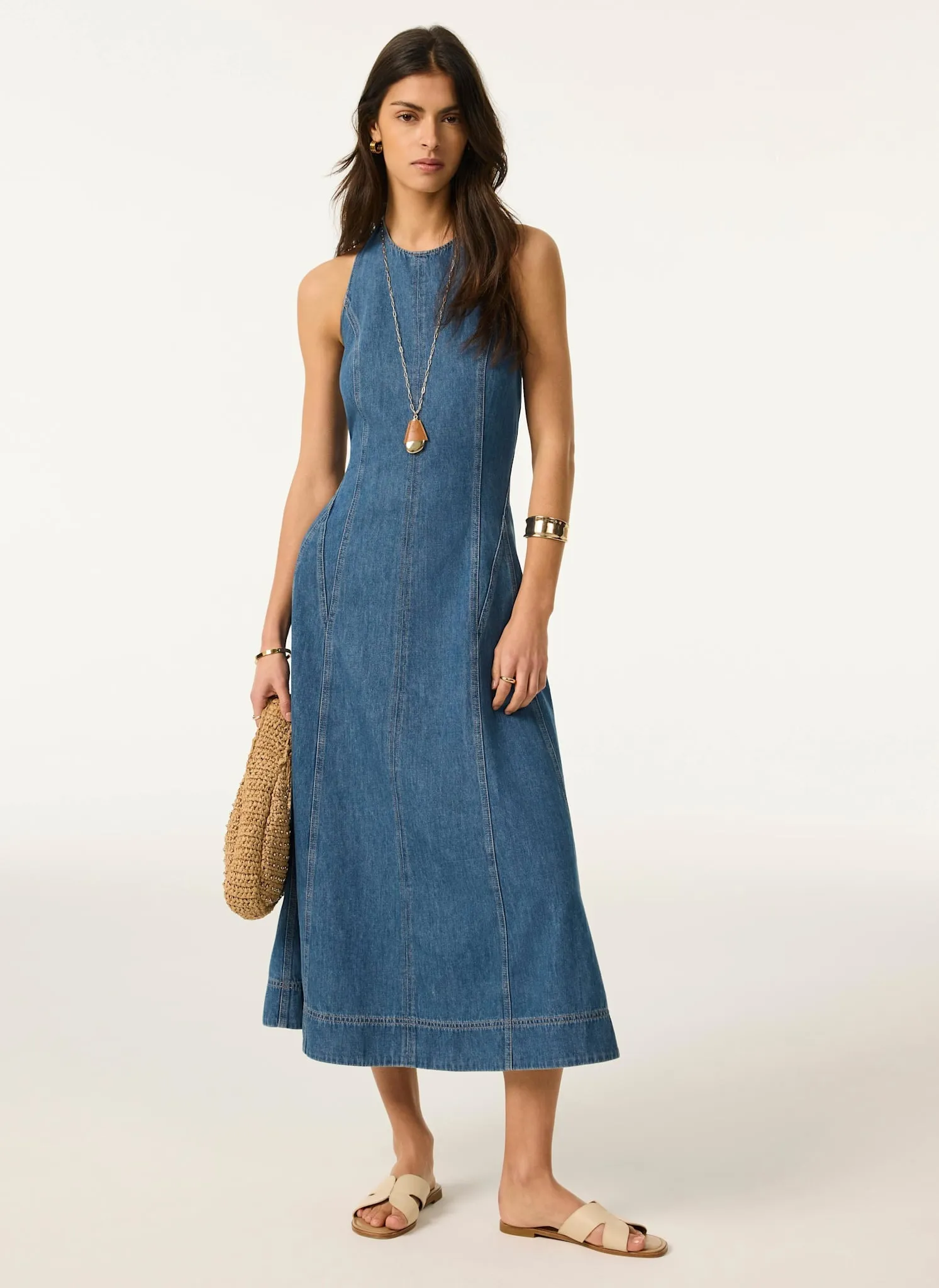Mid Indigo Denim Halter Midi Dress sold by Mint Velvet product image thumbnail 4