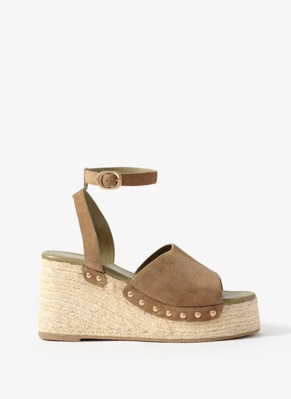 Raya Neutral Suede Espadrille Wedges made by Mint Velvet