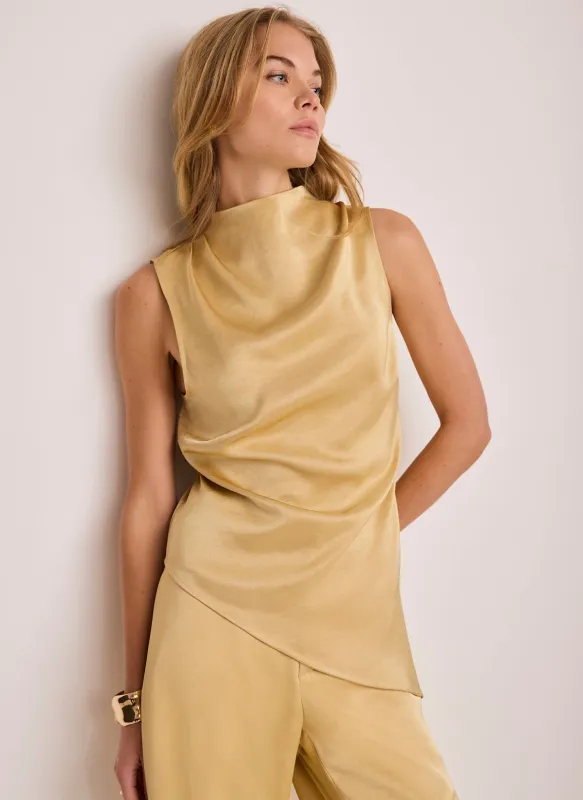 Yellow Satin Asymmetric Top made by Mint Velvet