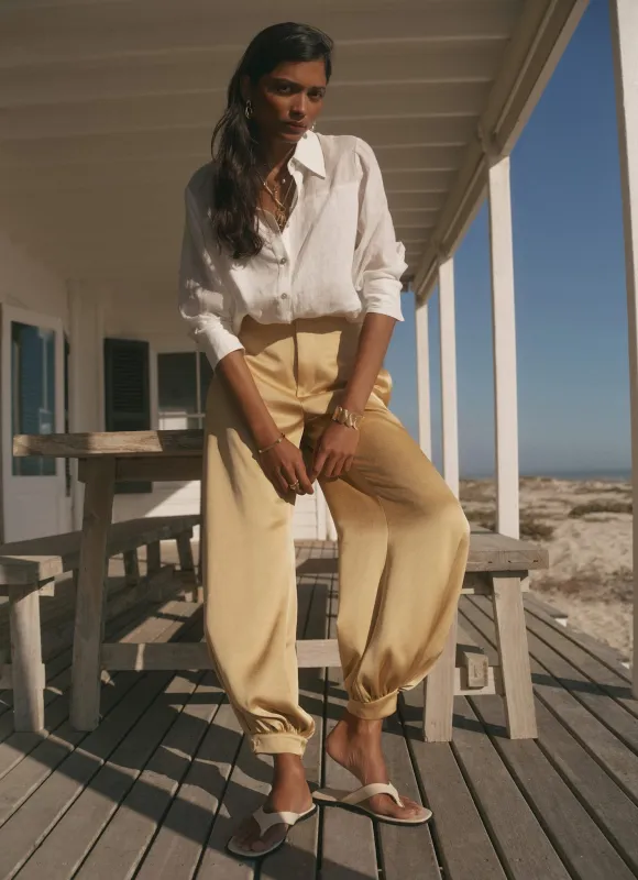 Yellow Satin Balloon Trousers made by Mint Velvet