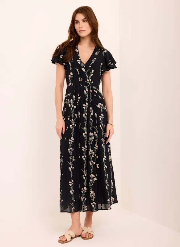 Navy Floral Print Midi Dress made by Mint Velvet