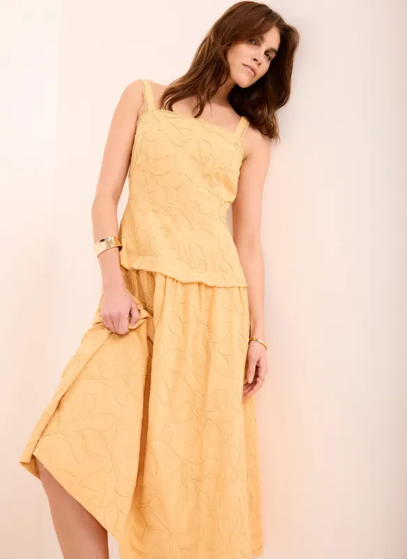 Yellow Cotton Floral Midi Dress made by Mint Velvet