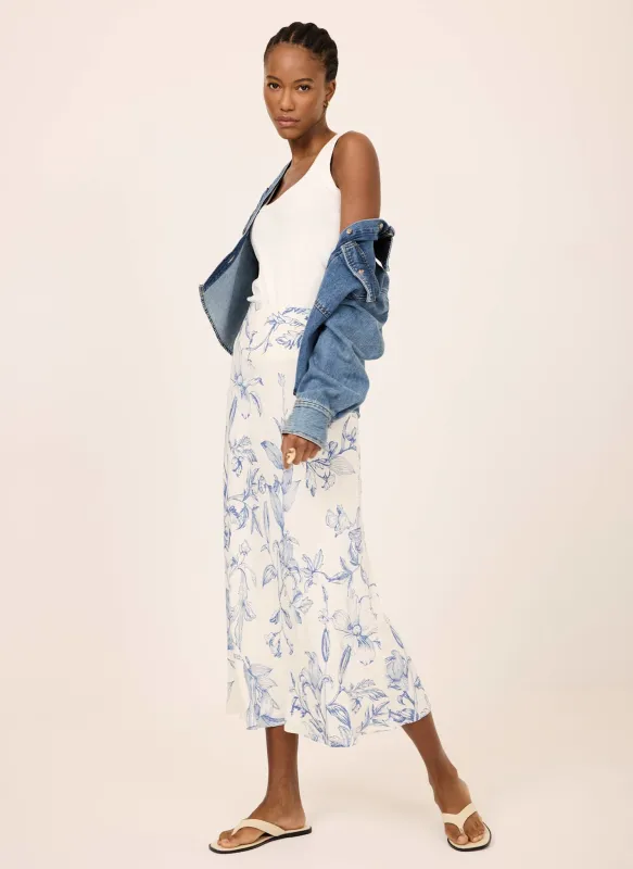 Blue Floral Print Slip Skirt made by Mint Velvet