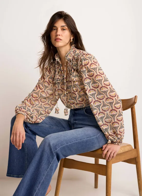 Brown Floral Print Blouse made by Mint Velvet