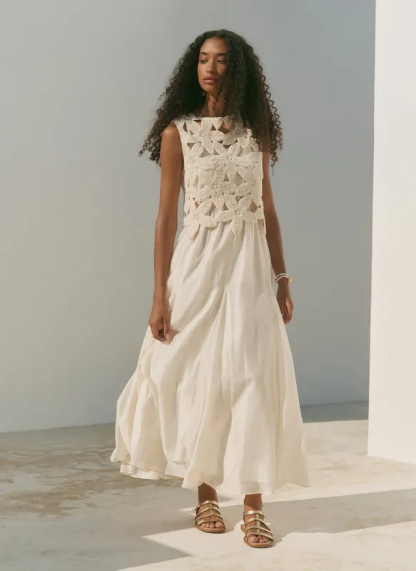 Cream Cotton Blend Crochet Maxi Dress made by Mint Velvet