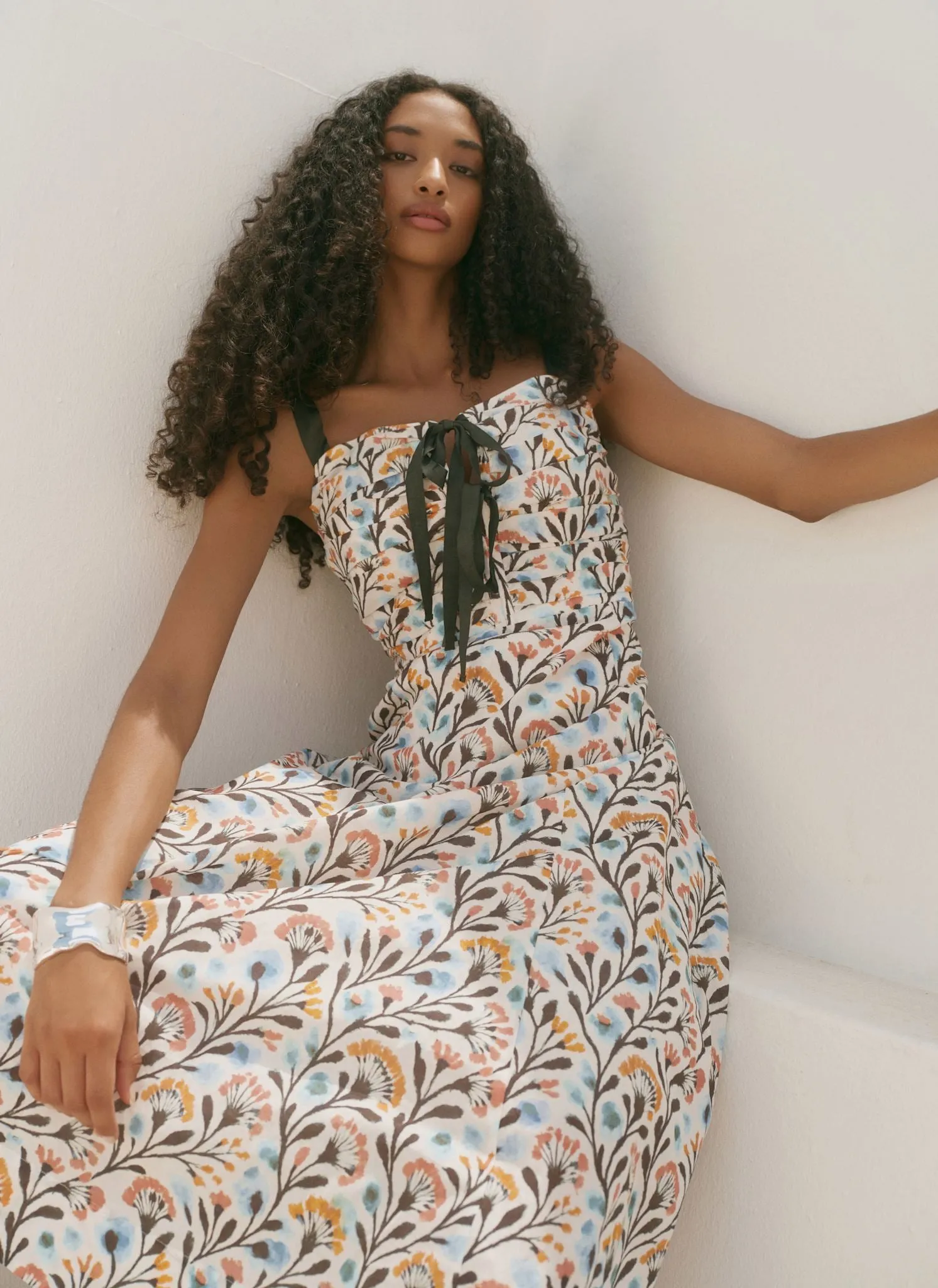 Blue Cotton Floral Print Midi Dress sold by Mint Velvet product image thumbnail 2