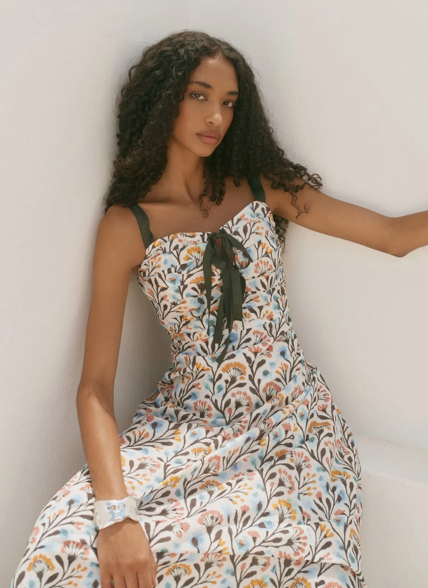 Blue Cotton Floral Print Midi Dress sold by Mint Velvet product image thumbnail 5