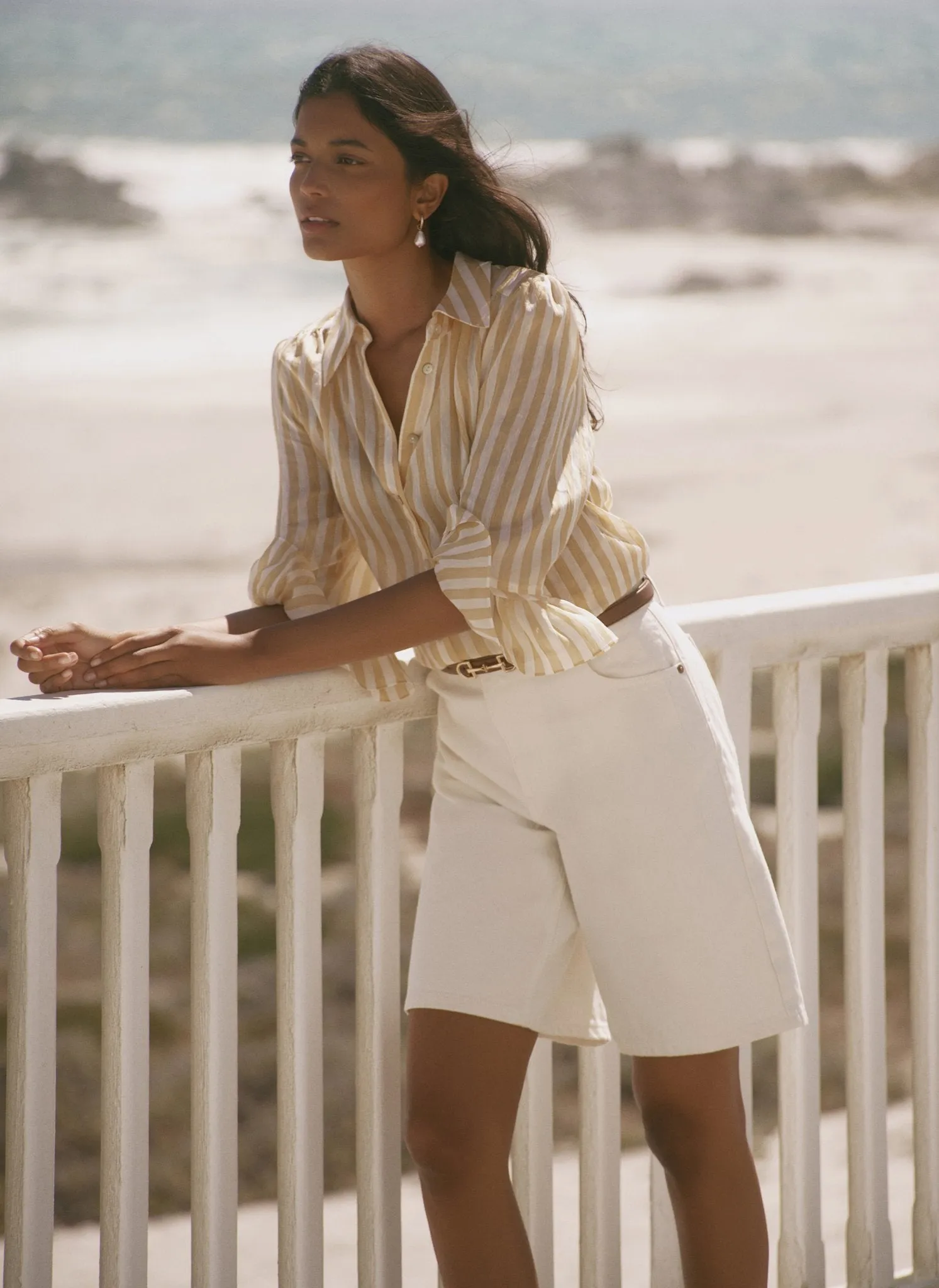 Yellow Striped Ruffle Detail Shirt sold by Mint Velvet product image thumbnail 3