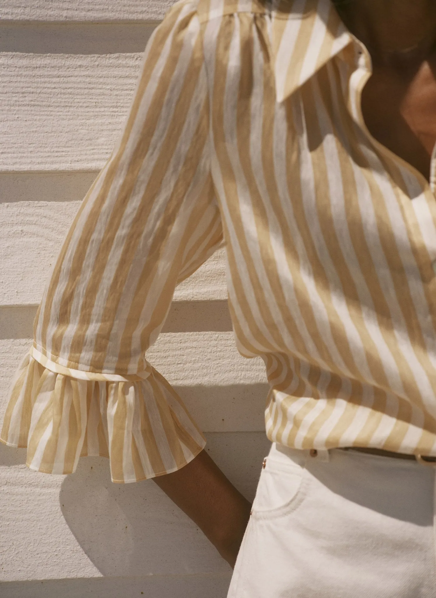 Yellow Striped Ruffle Detail Shirt sold by Mint Velvet product image thumbnail 4