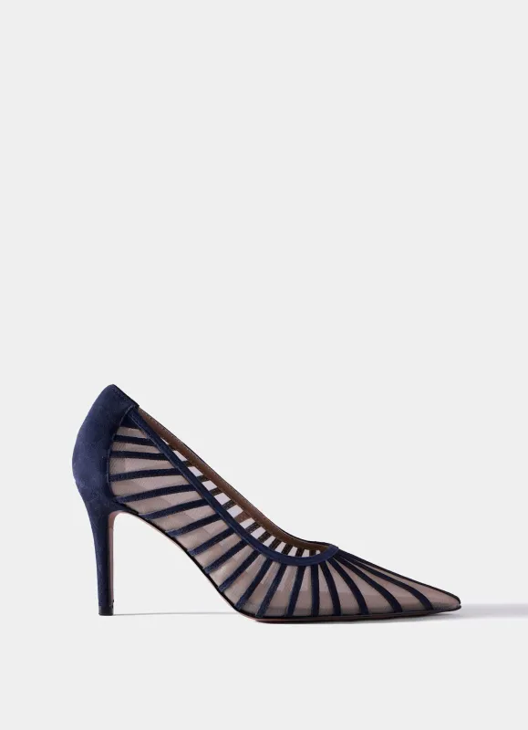 Kya Navy Caged Court Shoe made by Mint Velvet