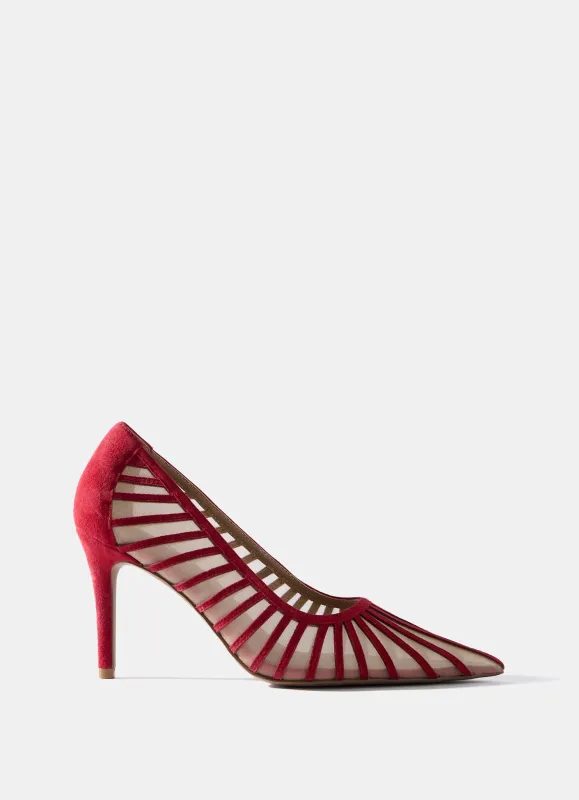 Kya Red Caged Court Shoe made by Mint Velvet