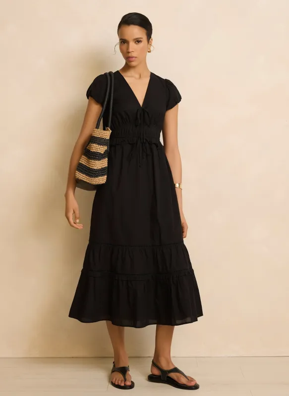 Black Cotton Midi Dress made by Mint Velvet