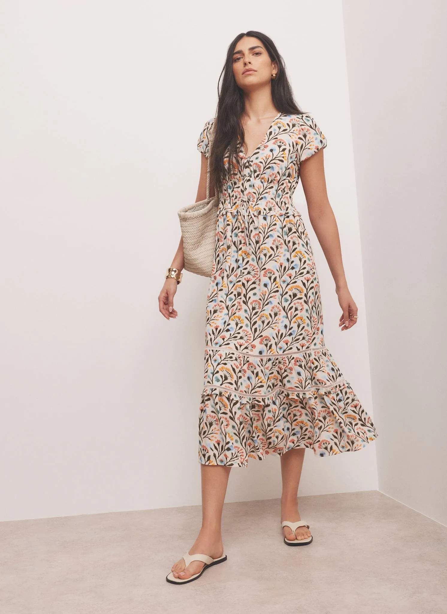 Orange Floral Print Midi Dress sold by Mint Velvet product image thumbnail 2