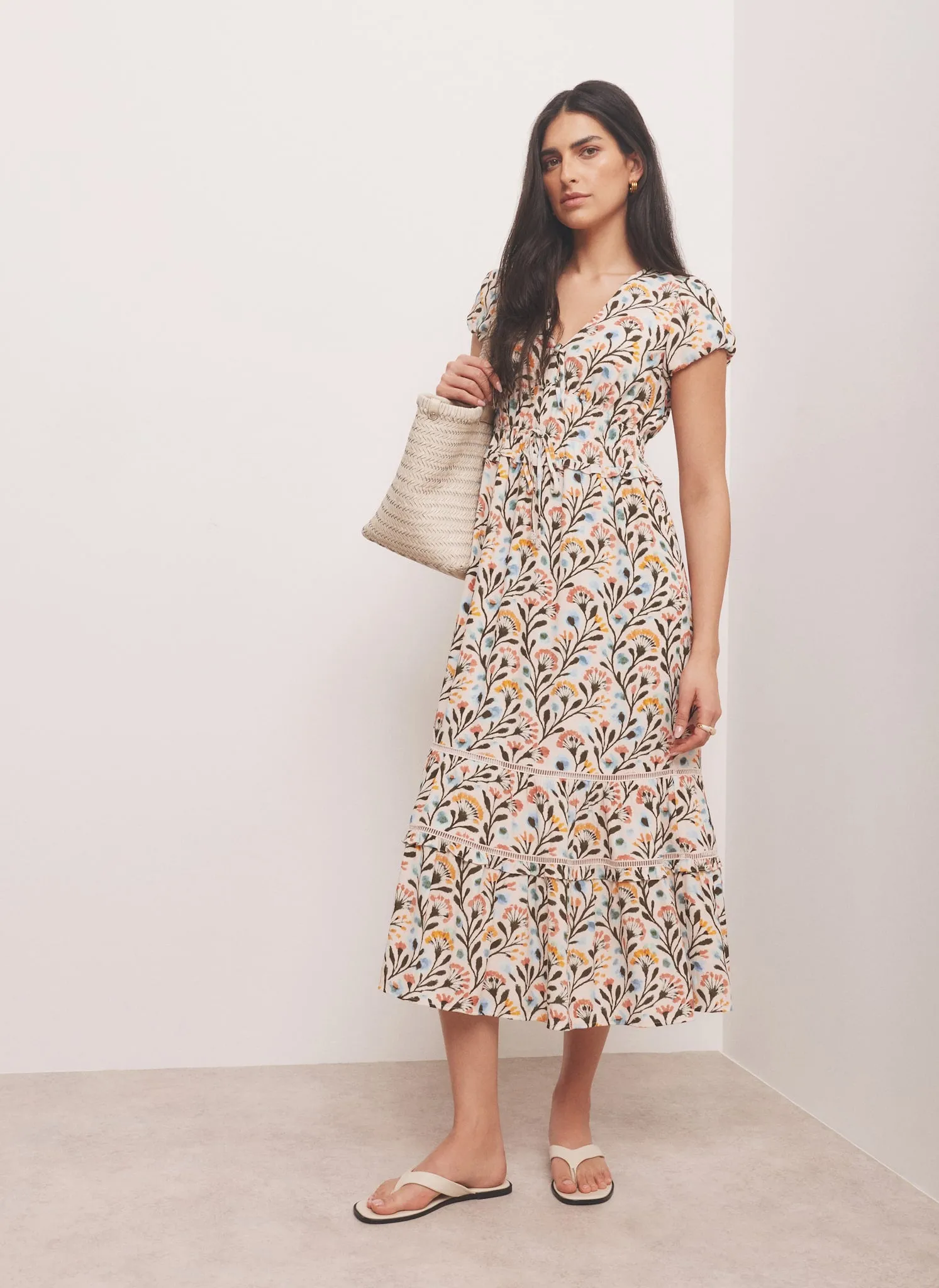Orange Floral Print Midi Dress sold by Mint Velvet product image thumbnail 4
