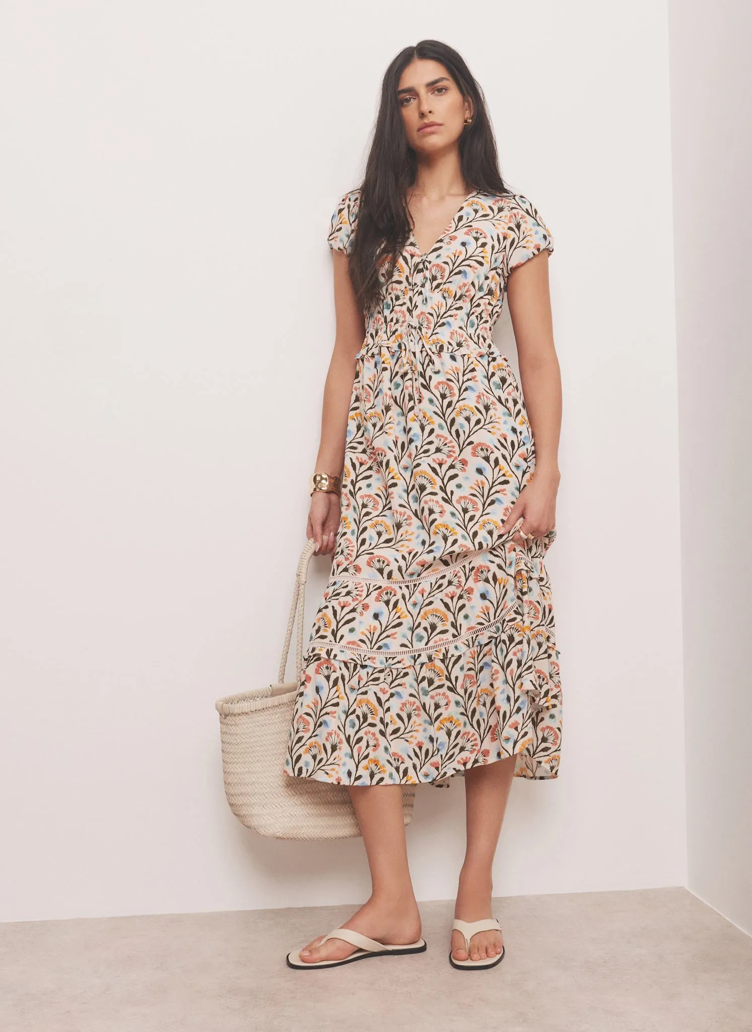 Orange Floral Print Midi Dress sold by Mint Velvet