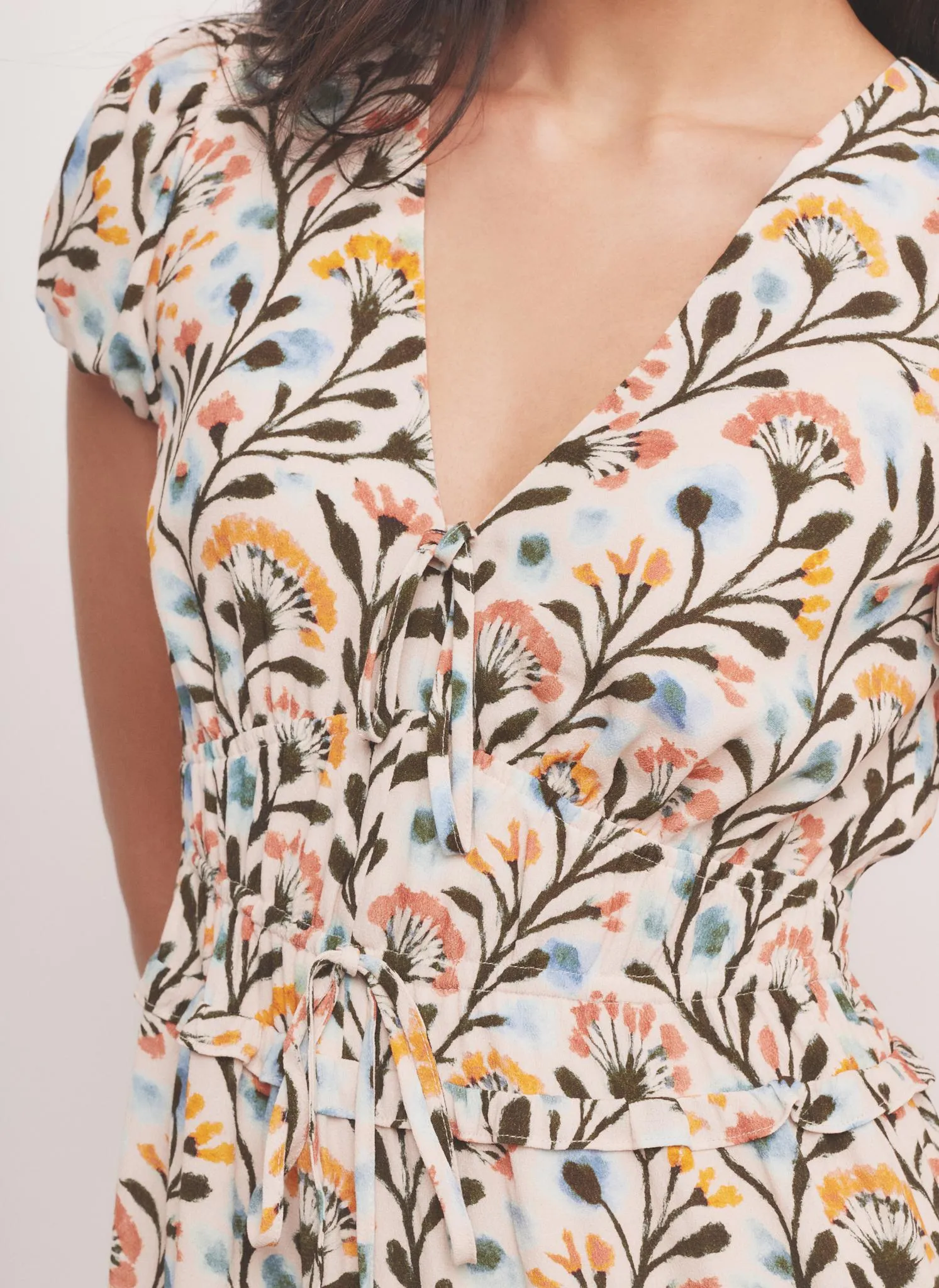 Orange Floral Print Midi Dress sold by Mint Velvet product image thumbnail 5