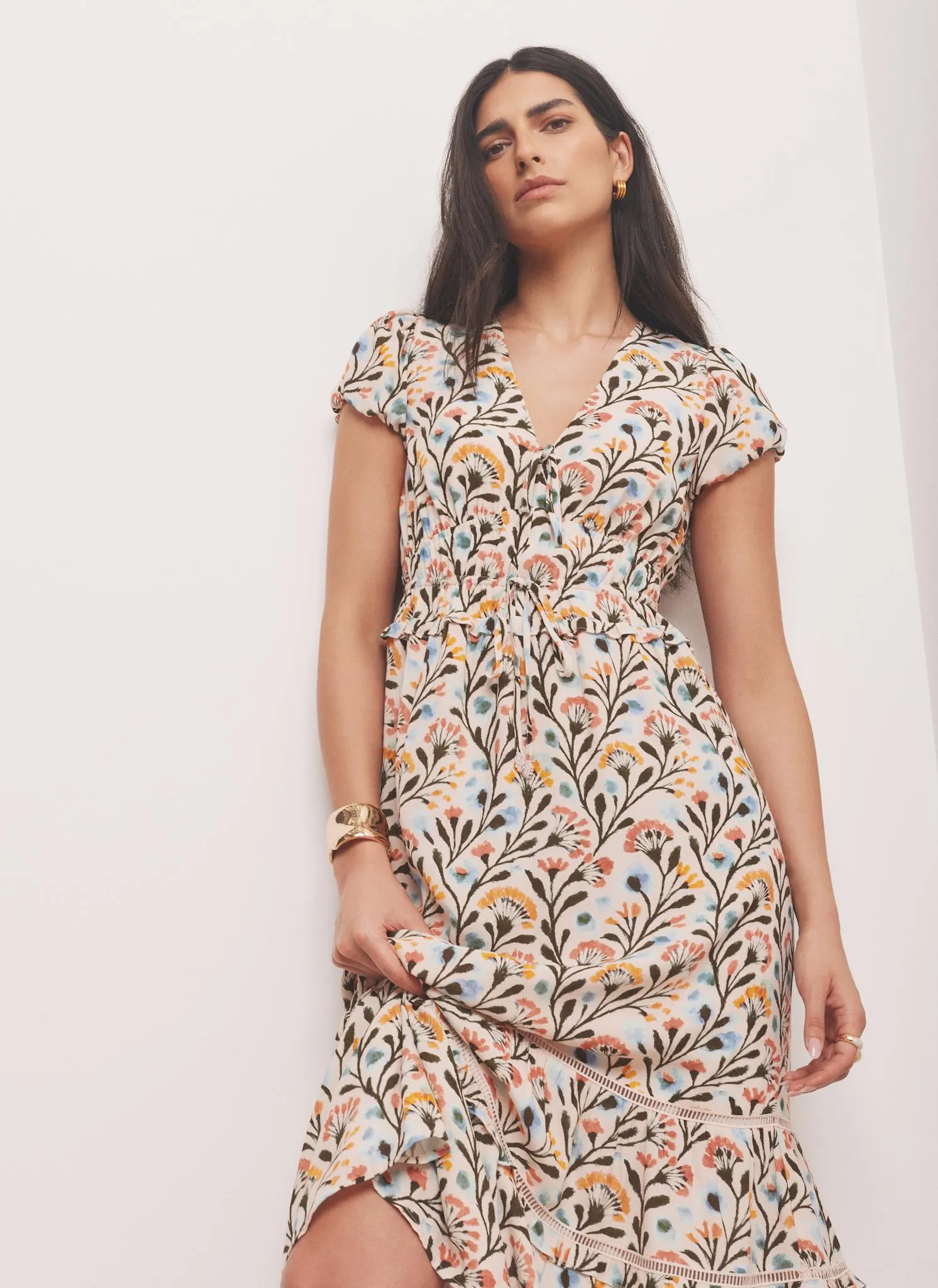 Orange Floral Print Midi Dress sold by Mint Velvet product image thumbnail 3