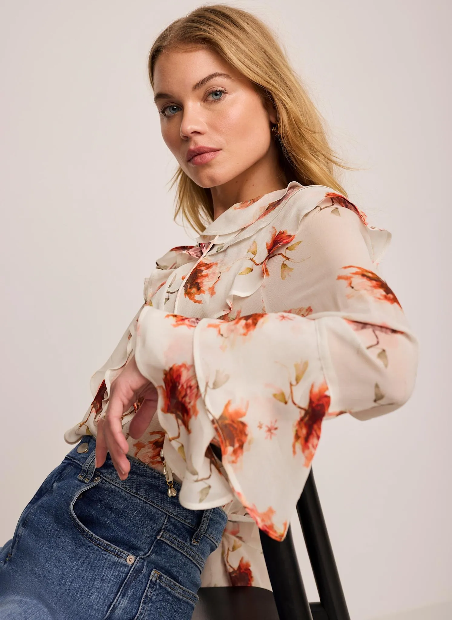 Cream Floral Print Blouse sold by Mint Velvet