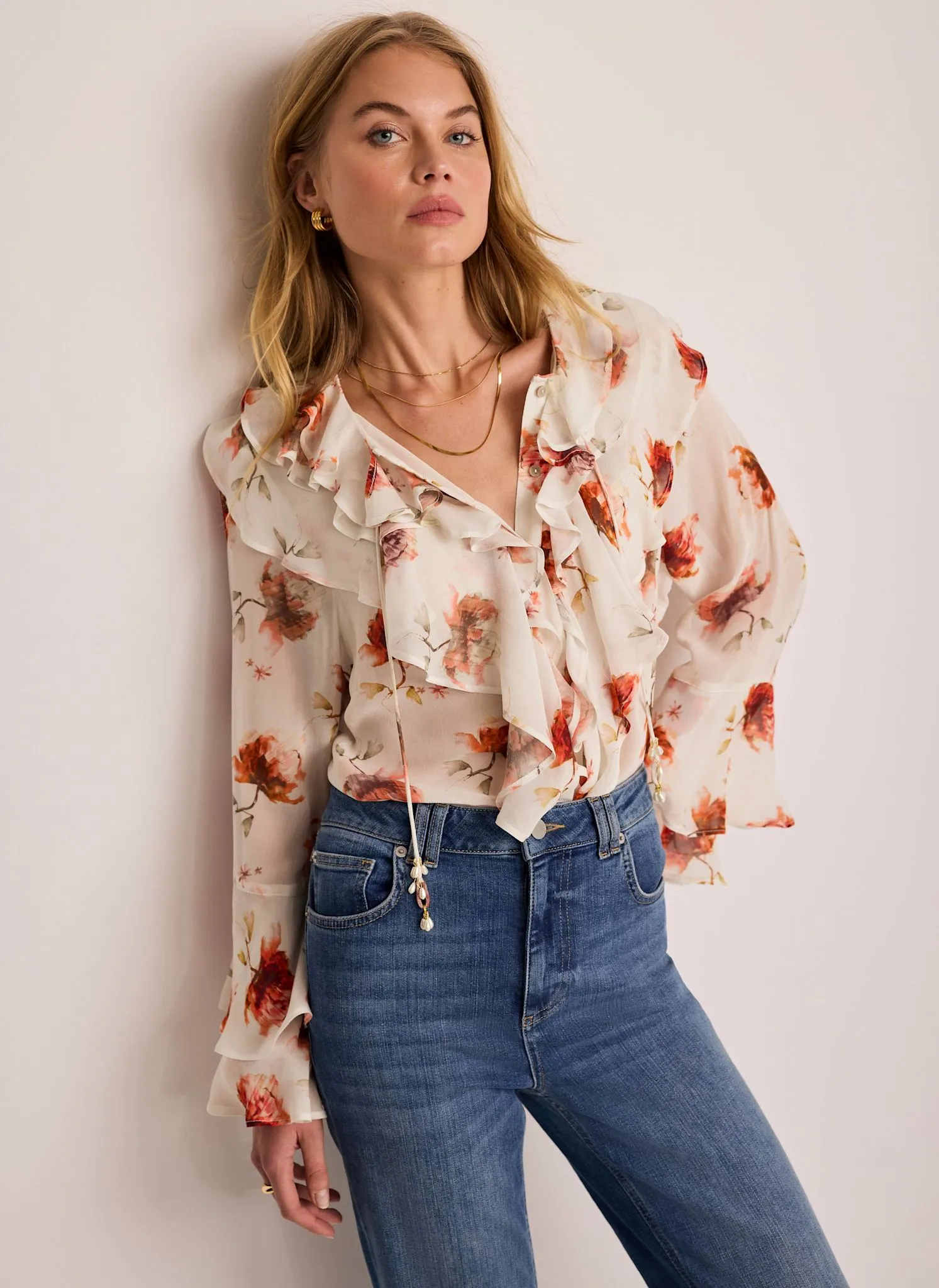 Cream Floral Print Blouse sold by Mint Velvet product image thumbnail 3
