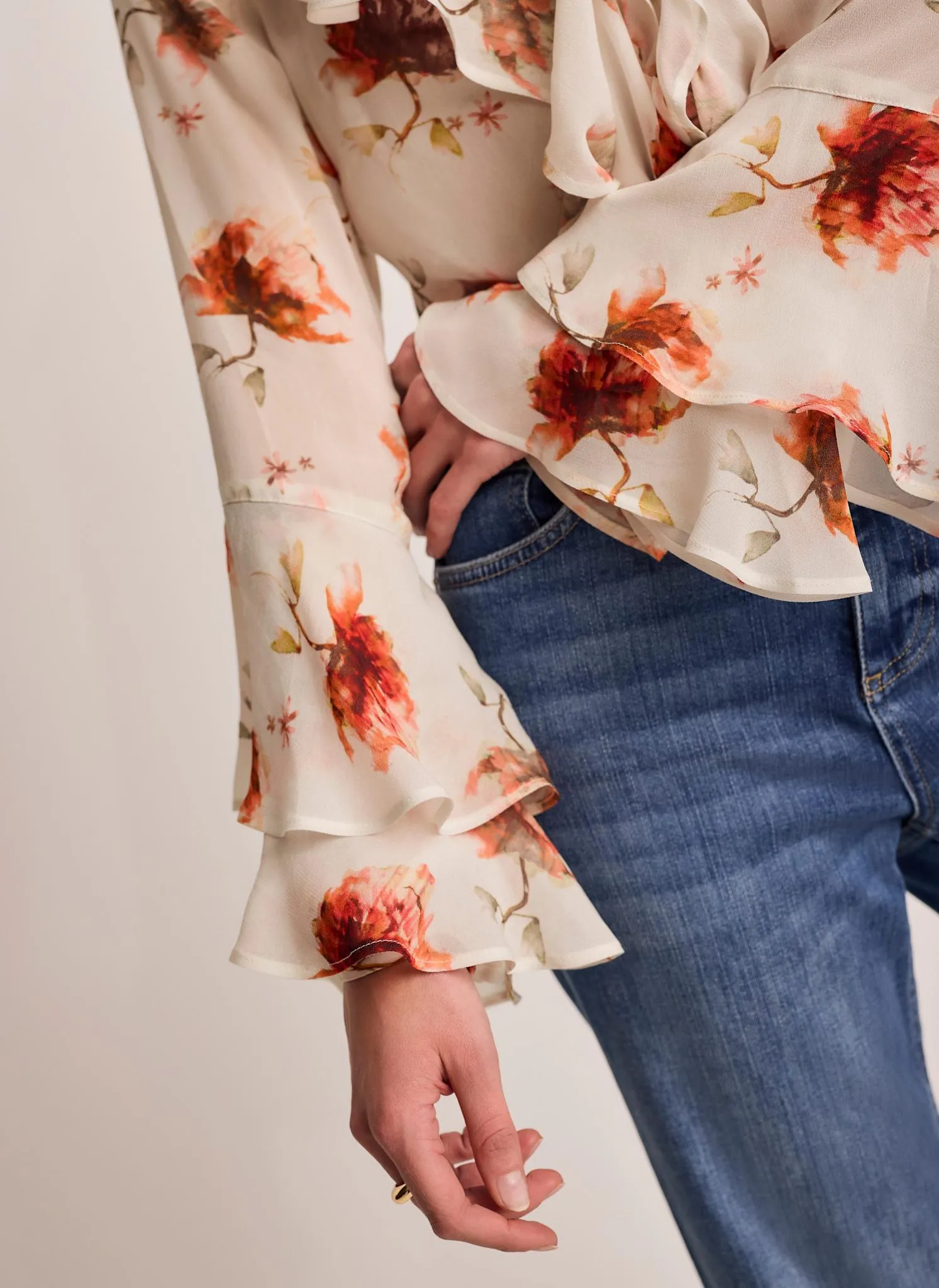 Cream Floral Print Blouse sold by Mint Velvet product image thumbnail 5