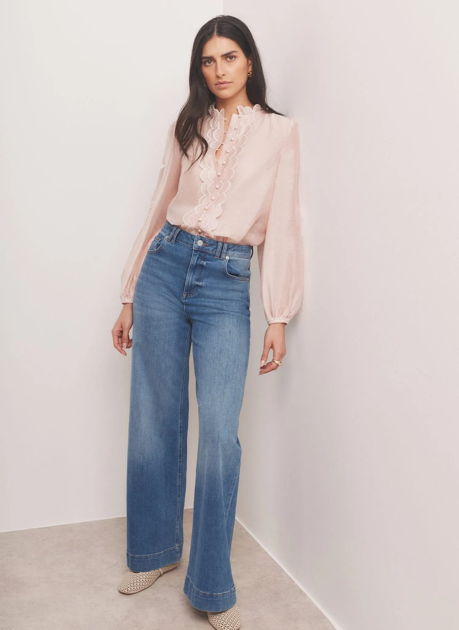 Pink Embroidered Scallop Trim Blouse sold by Mint Velvet product image thumbnail 3