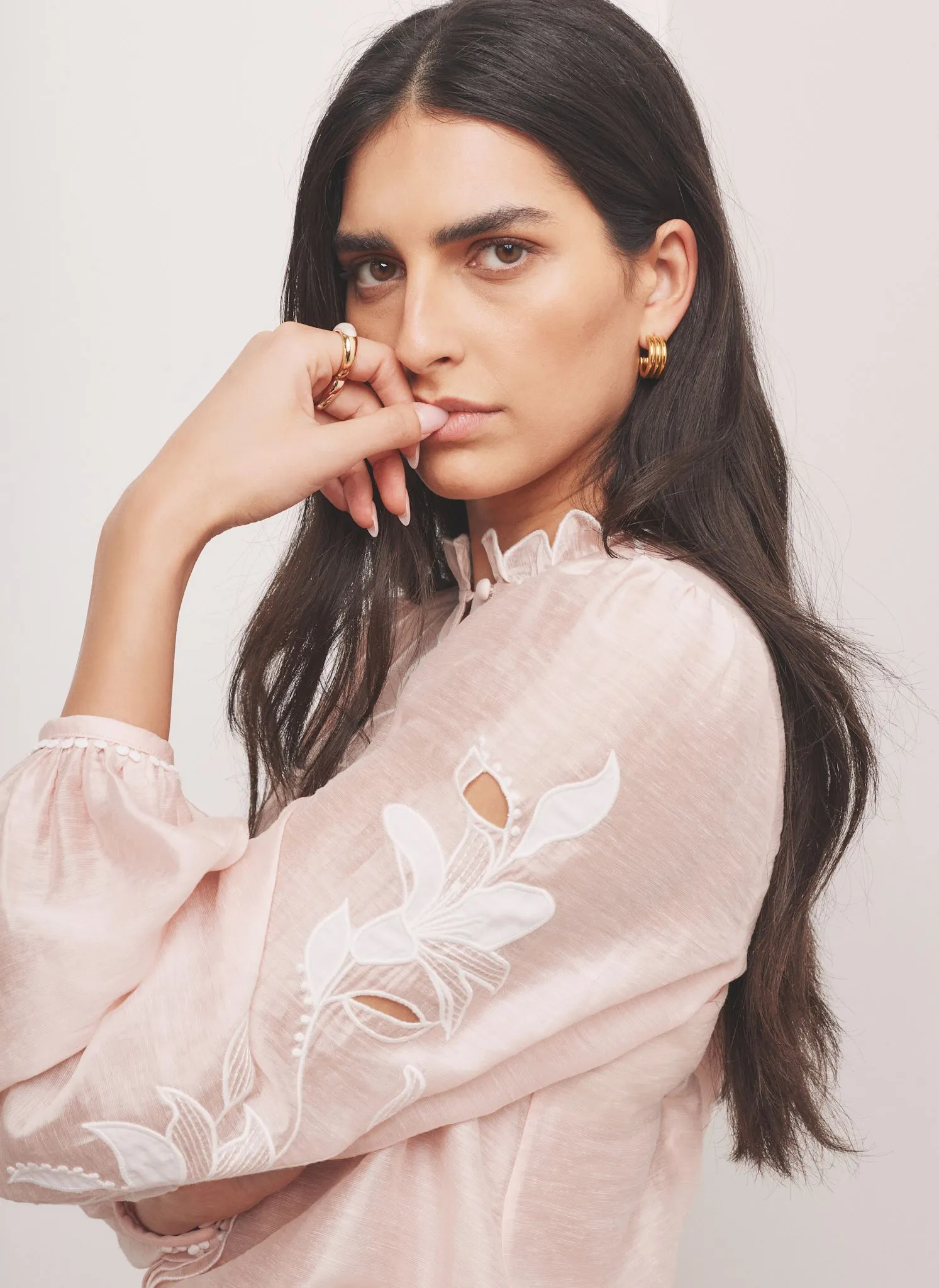 Pink Embroidered Scallop Trim Blouse sold by Mint Velvet product image thumbnail 2